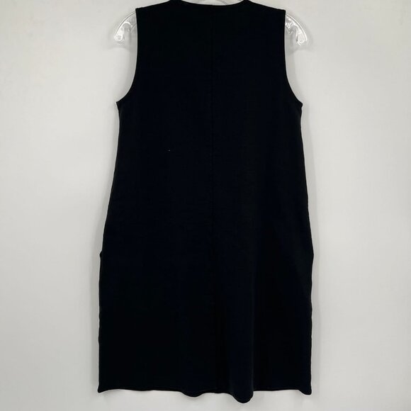 Eileen Fisher Black Zip Front Pocket Tank Mini Dress | Size XS - Picture 2 of 8